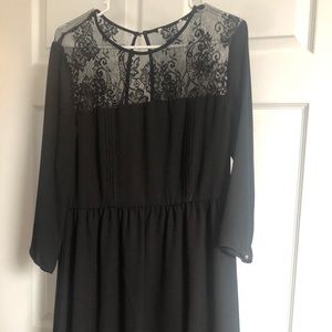 Black dressy lace top long sleeve dress